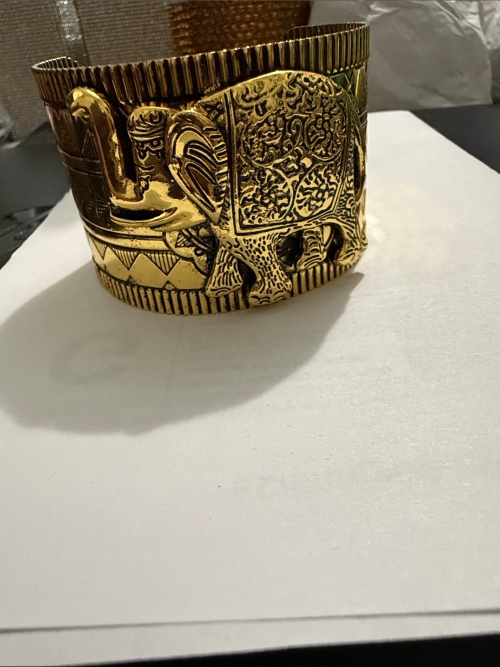 Sassy Jones Elephant Gold Cuff Bracelet